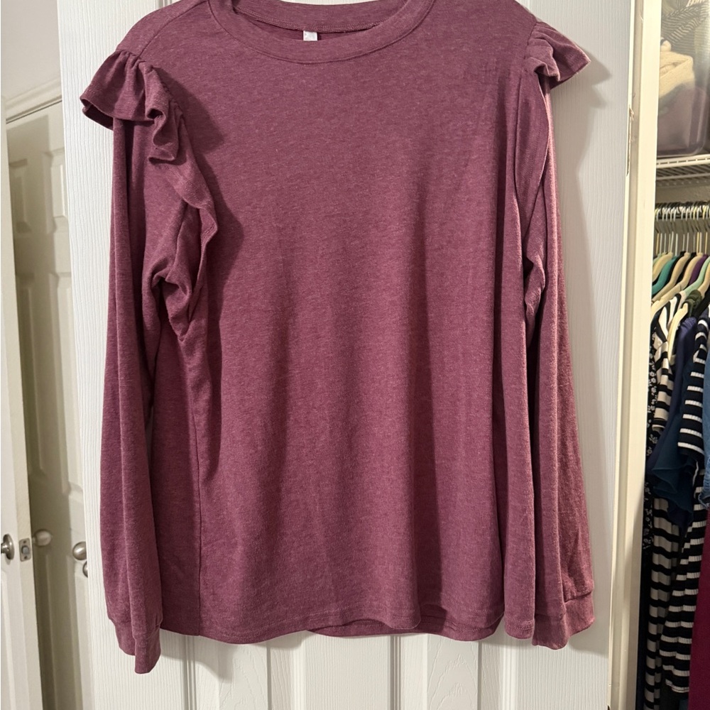 Women's Ruffled Long Sleeve Top - Purple